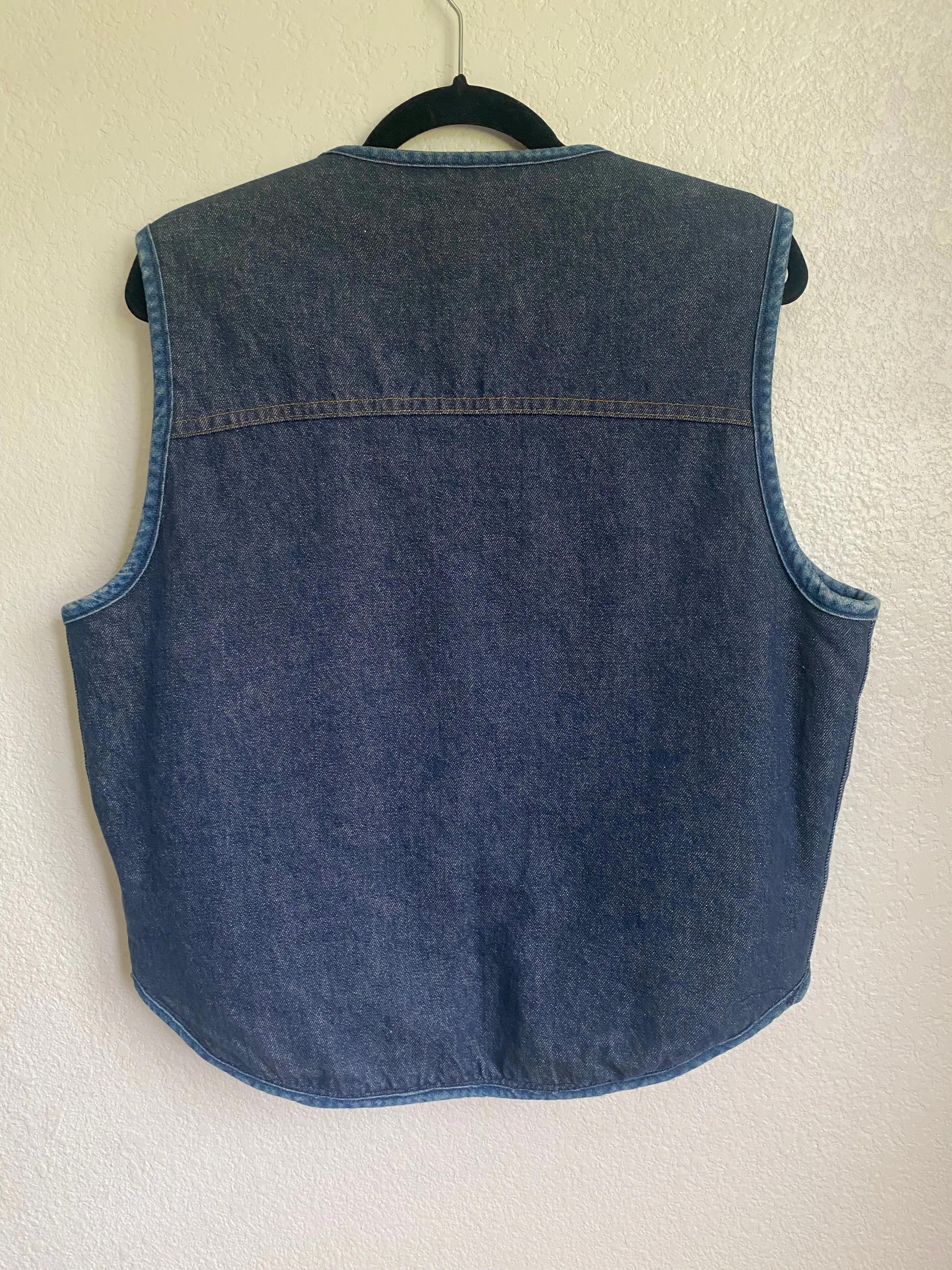 1970s Sears Roebucks fleece lined denim vest Large