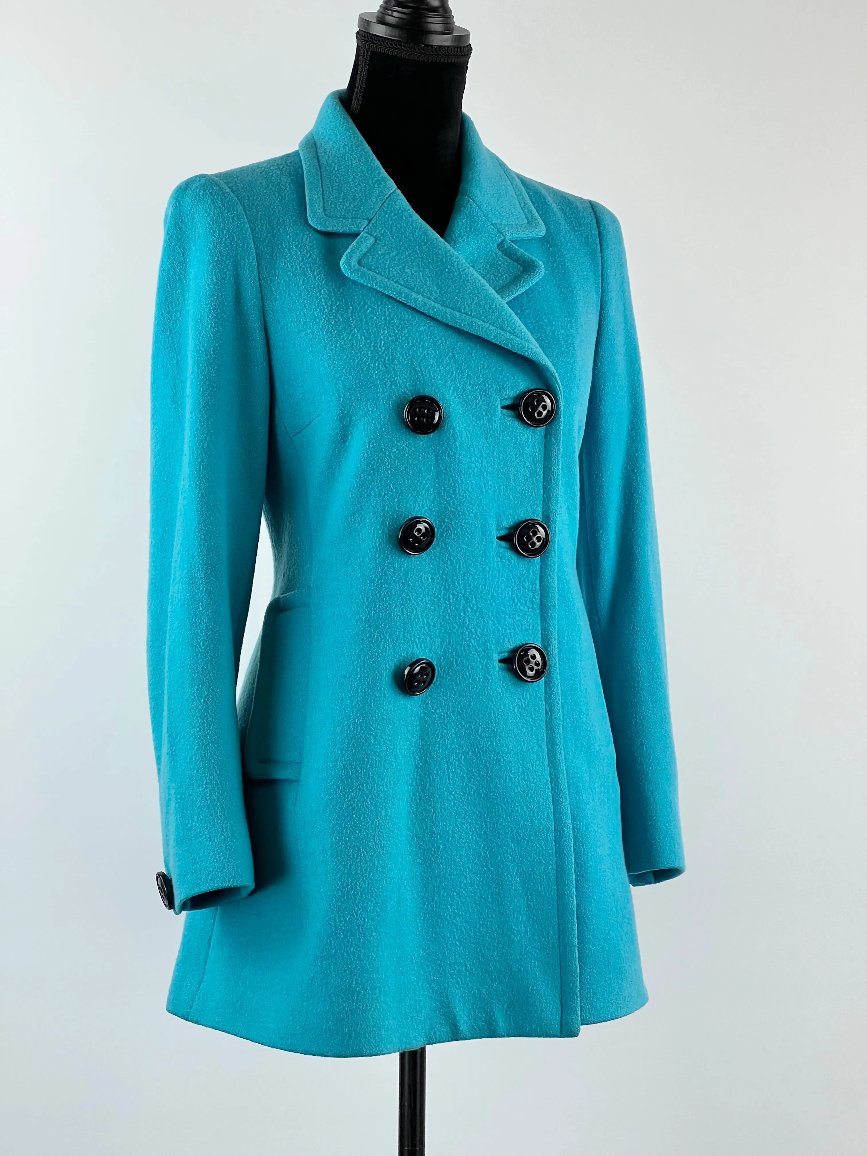 Anna Thomas Aqua Double Breasted Wool Coat - AU10