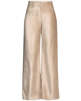 Beige Velvet Loose Trouser