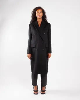 Calvin Klein Melton Wool Double Breasted Coat Black