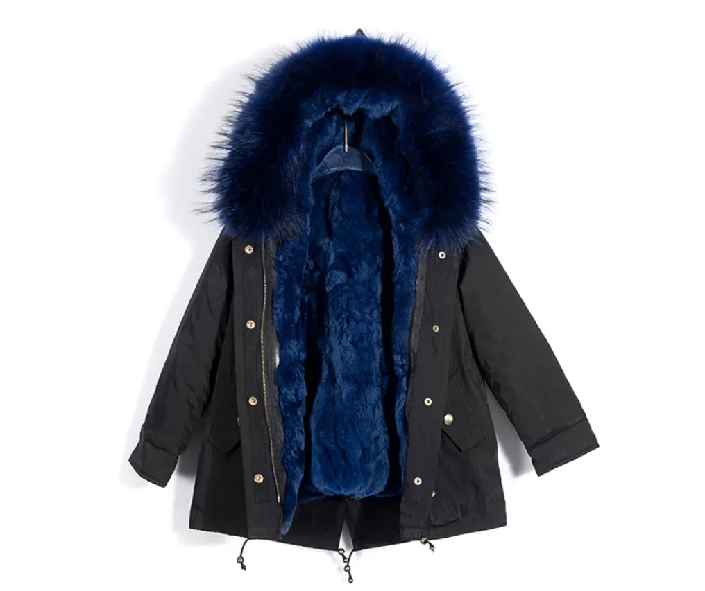 Children's Fur Lined Black Parka