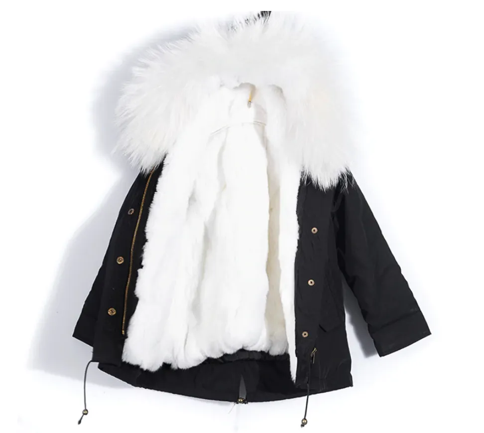 Children's Fur Lined Black Parka