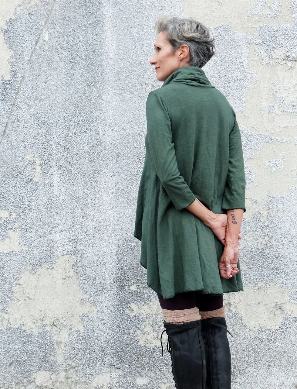 Chunky Cowl Petal Front Tunic