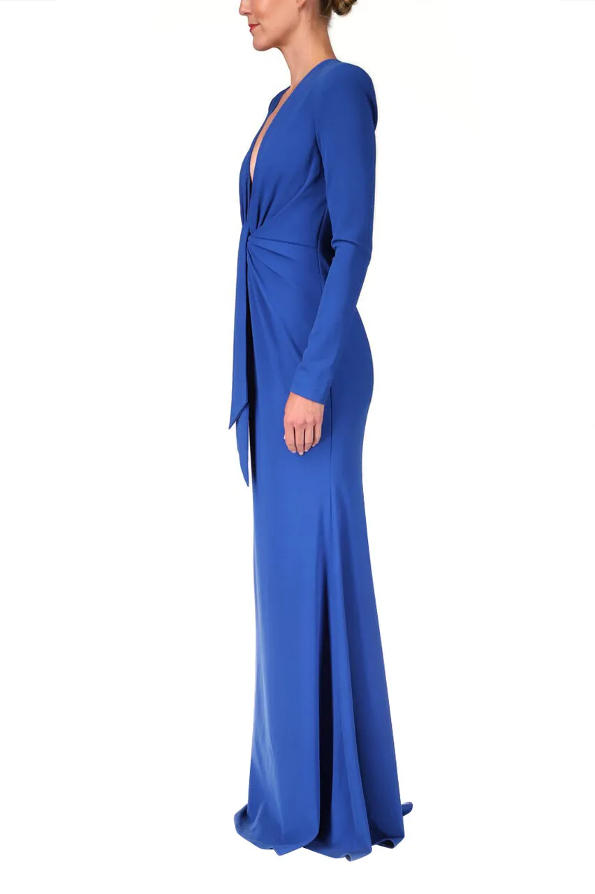 Draped Floor-Length Gown - Cobalt