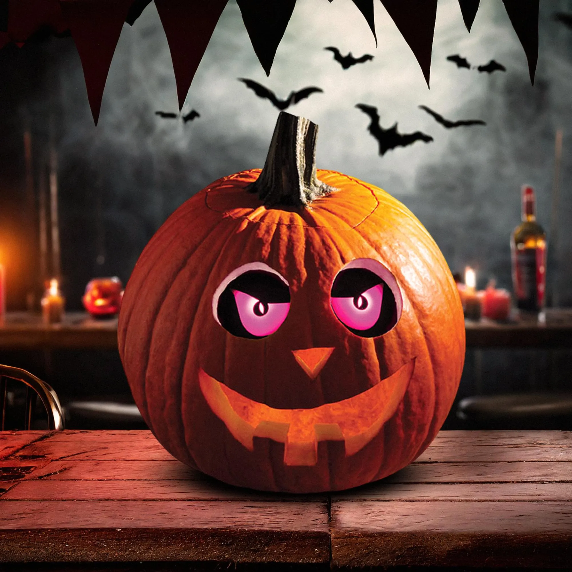 Eerie Light-Up Pumpkin Eyes Halloween Decoration | Purple