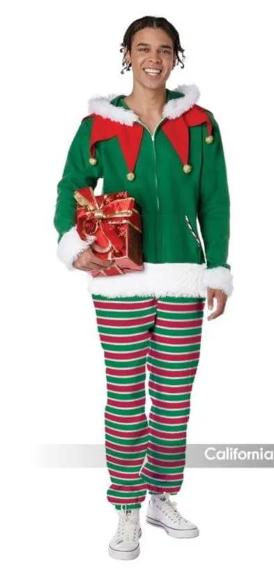 Elf Fleece Jumpsuit Adult Costume