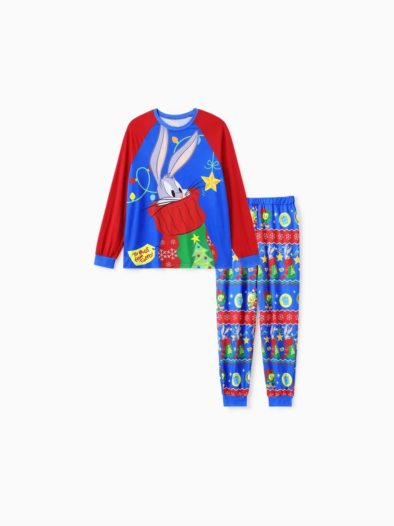 Family Matching Looney Tunes Printed Christmas Pajamas Set