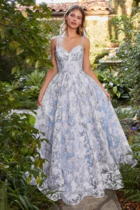 Floral Printed A-Line organza Prom &