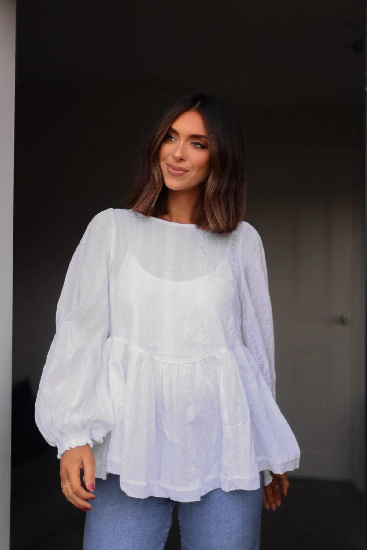 Flowy Ivory Ruffled Tunic