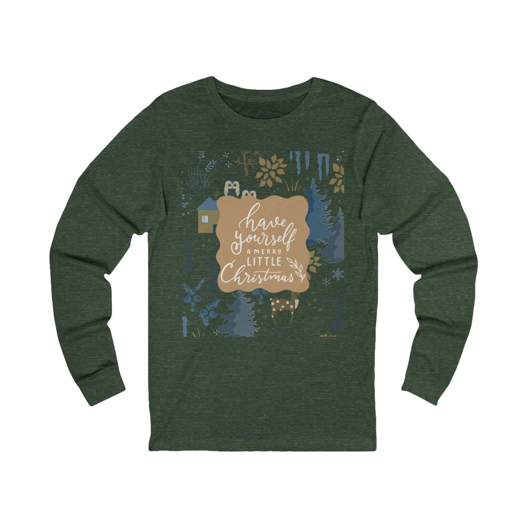 Forest Green Holiday Long-Sleeve Shirt : Festive Christmas Top with Matching Pajama Bottom Options