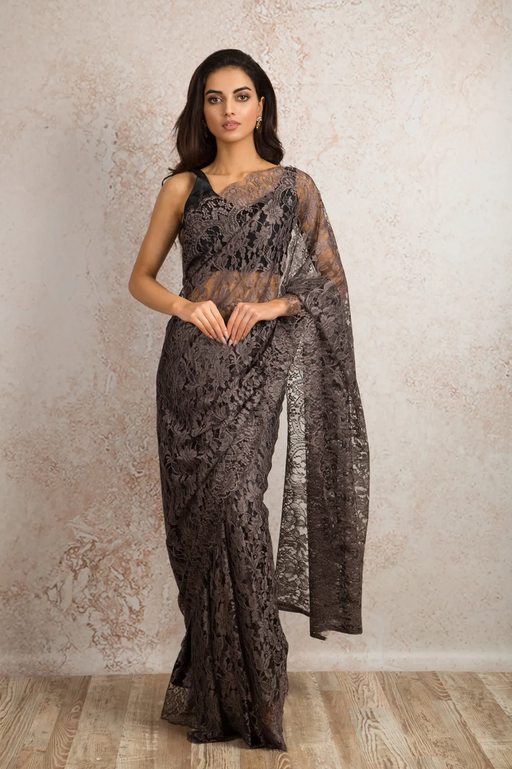 French Chantilly Lace Saree 21778G_3