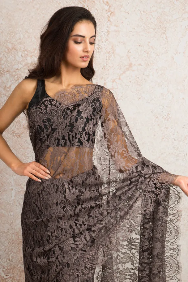 French Chantilly Lace Saree 21778G_3