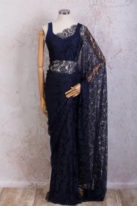 French Chantilly Lace Saree 21778G_8