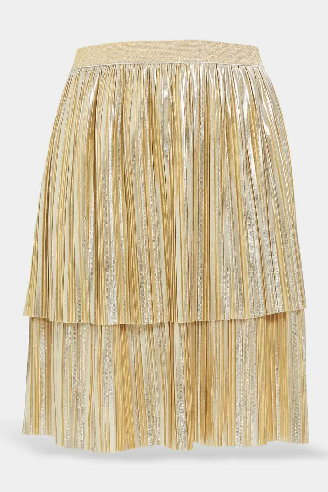 Girls Beige Pleated Skirt