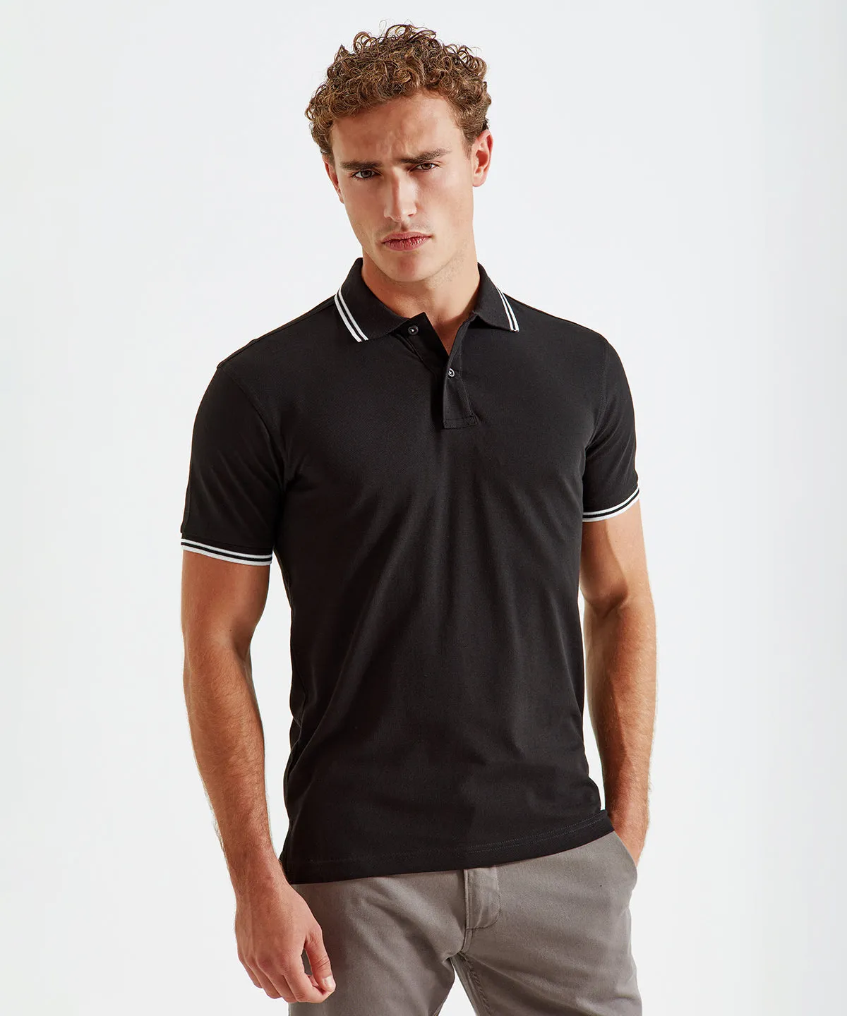 Heather Grey/Black - Men's classic fit tipped polo