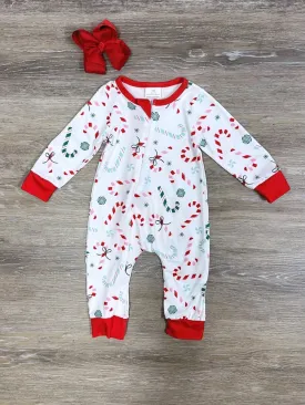 Hooked on Christmas Candy Cane Baby Romper