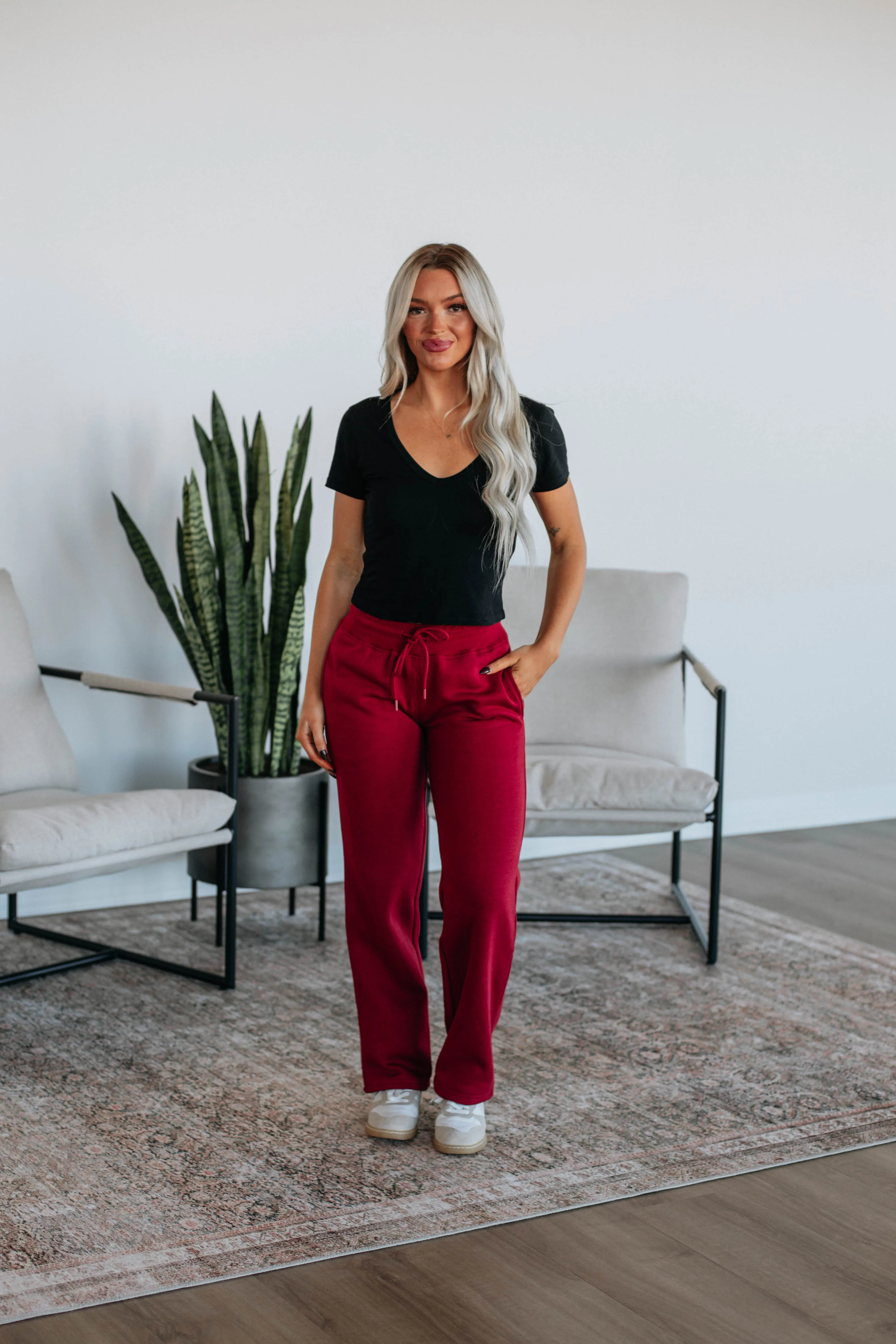 Isadora Lounge Pants - Crimson