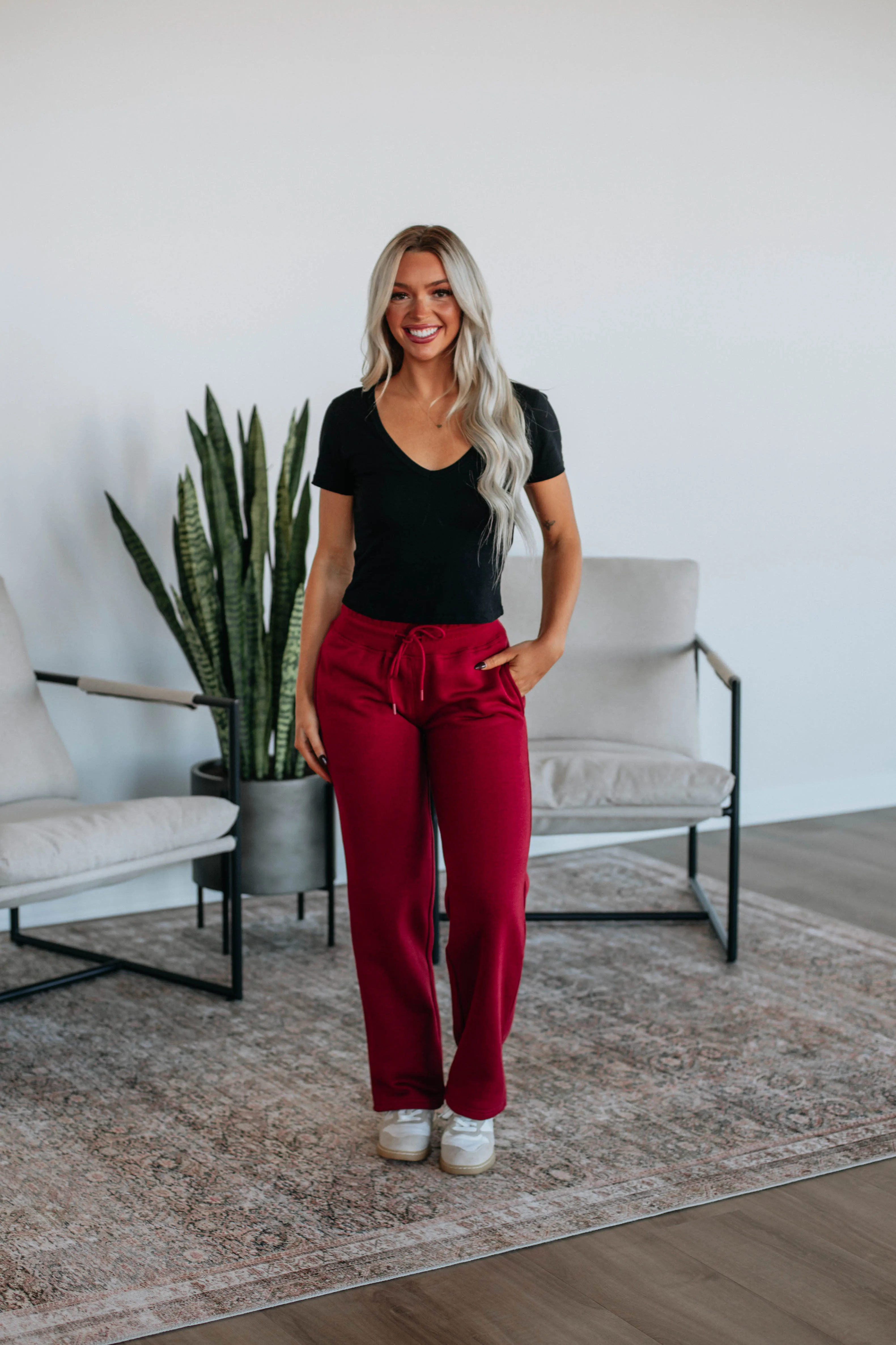 Isadora Lounge Pants - Crimson