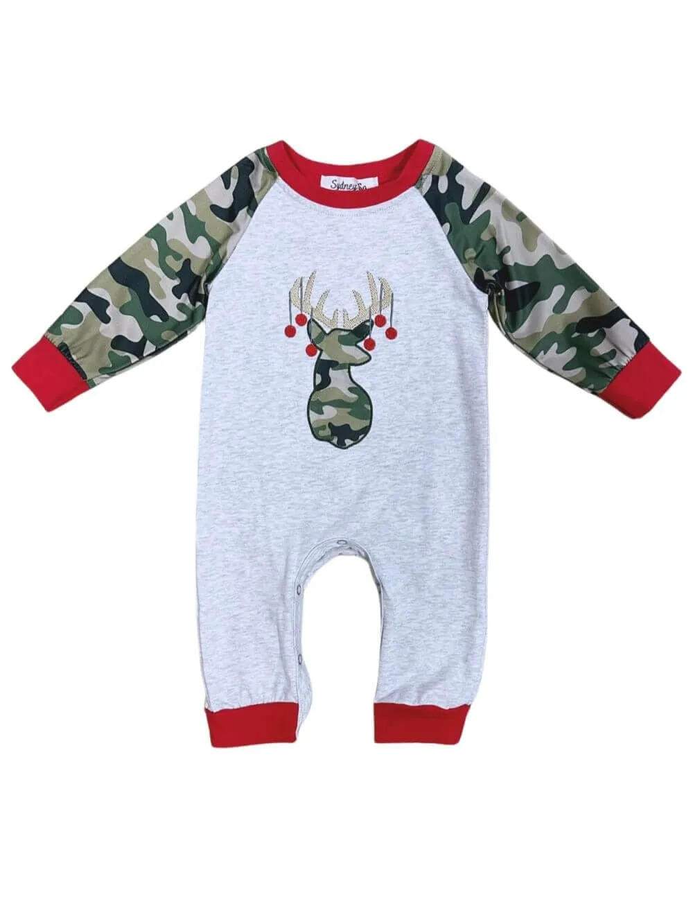 Jingle Deer Boys Camo Long Sleeve Baby Romper