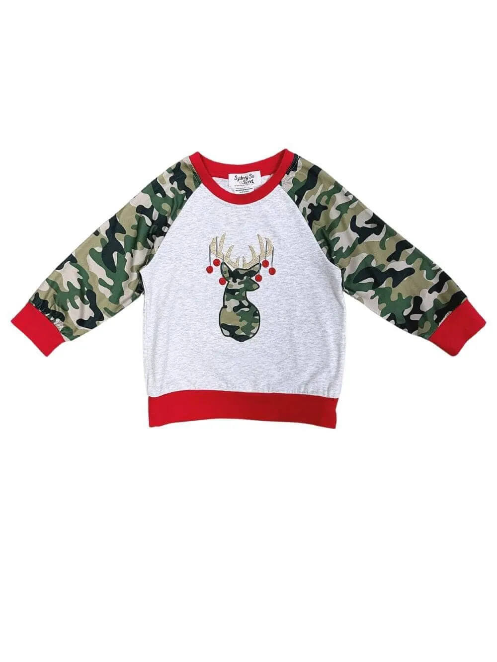 Jingle Deer Boys Camo Raglan Pullover Top