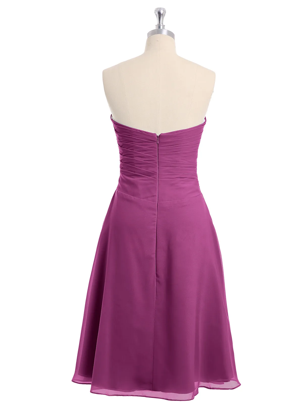 Knee Length Chiffon Dress with Sweetheart Neck-Orchid