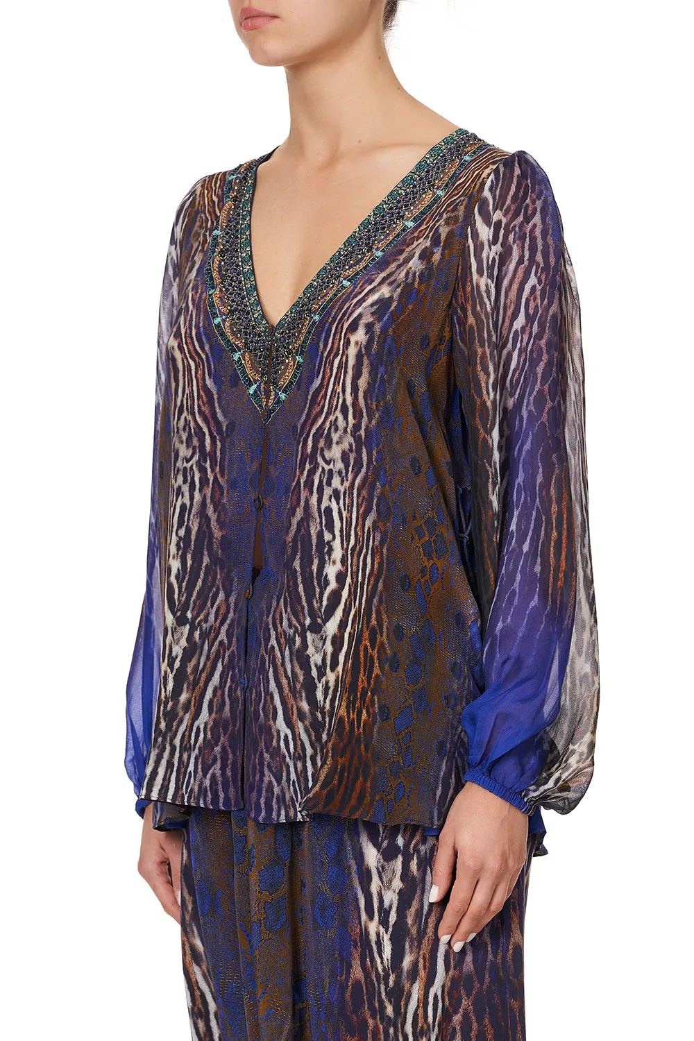 LACE UP SIDE BLOUSE KOMODO QUEEN