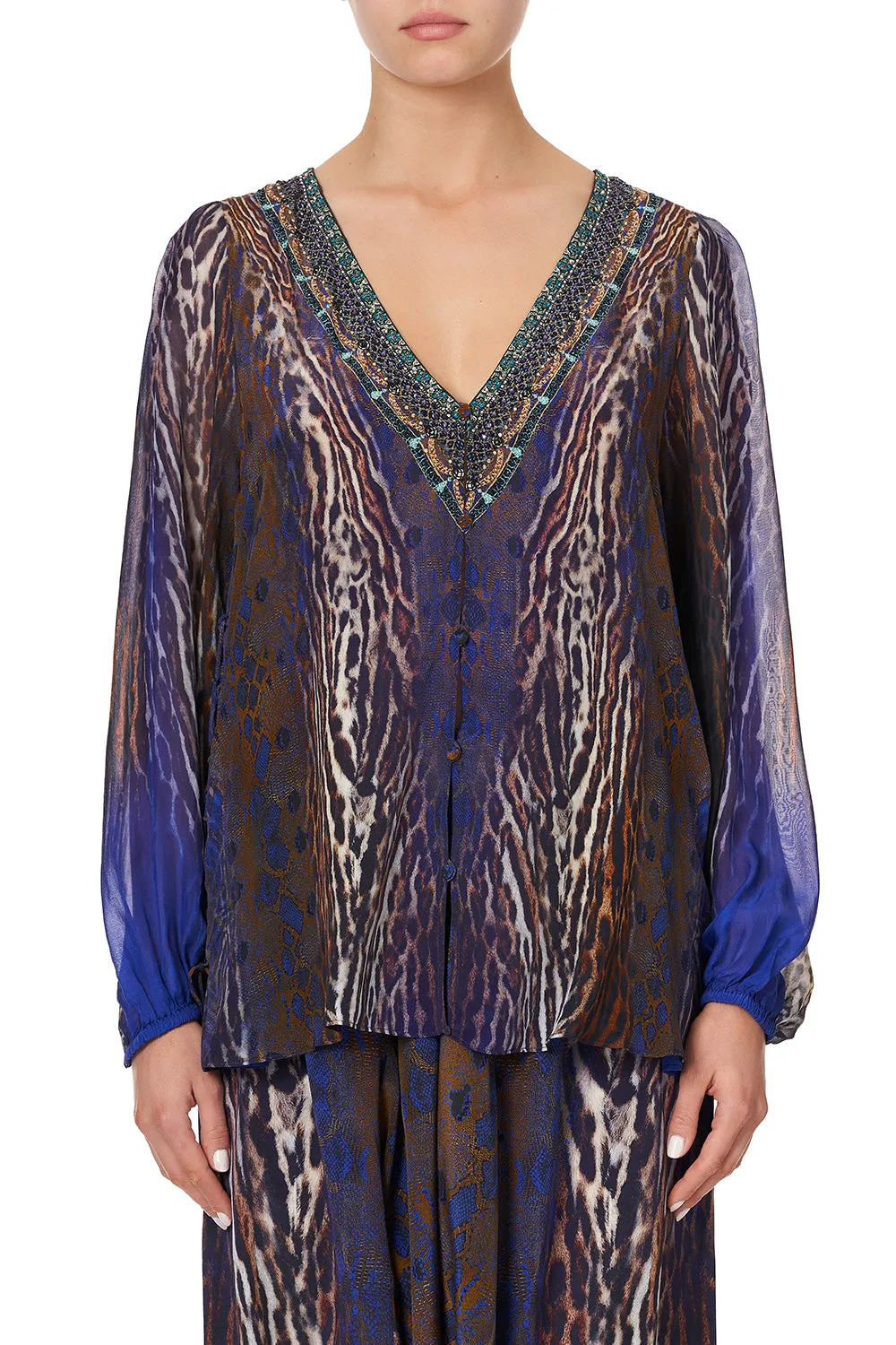 LACE UP SIDE BLOUSE KOMODO QUEEN