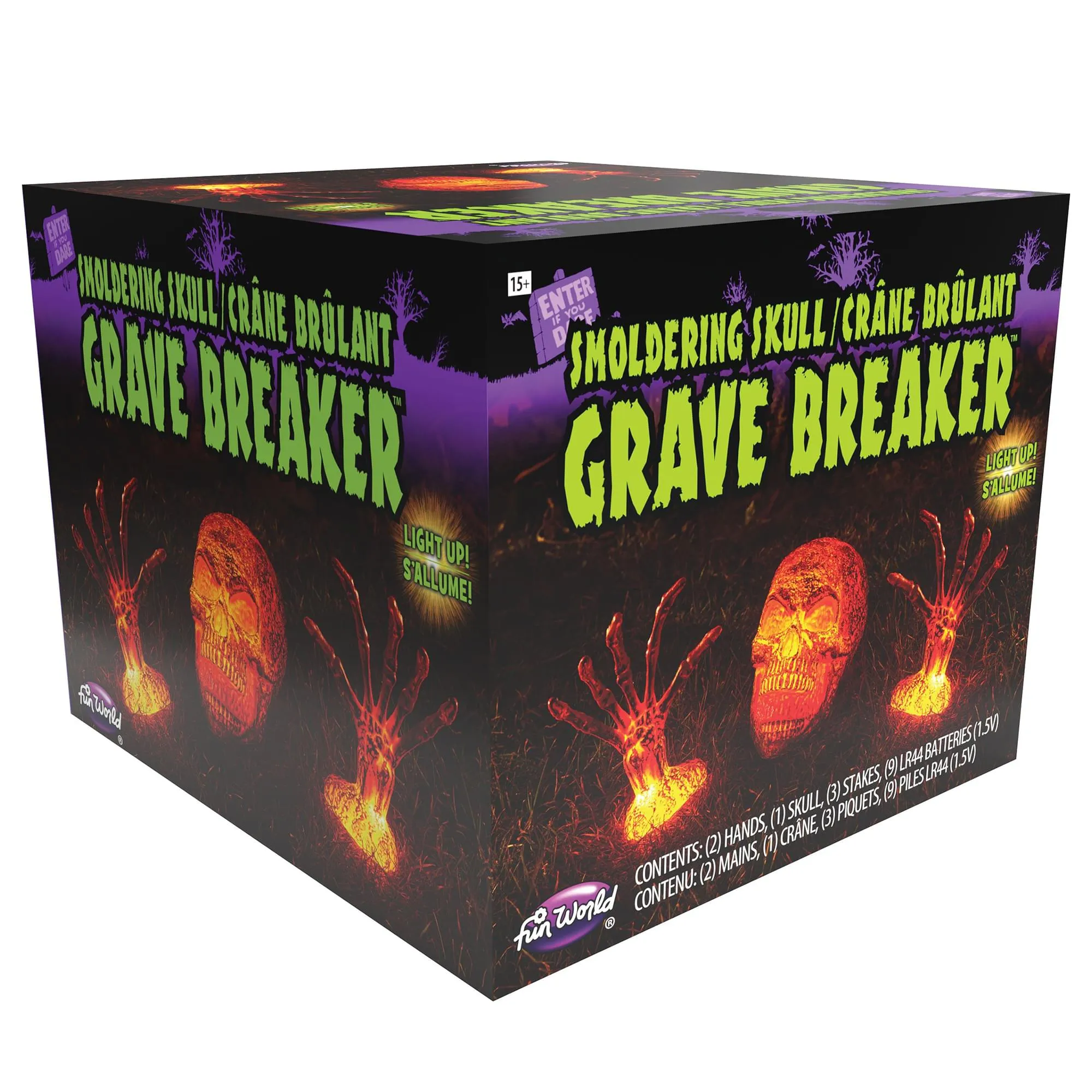 Light-Up Smoldering Skull Grave Breaker Halloween Decor