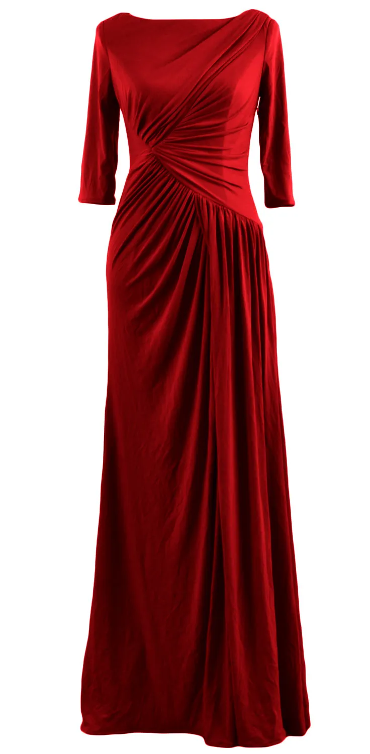 MACloth Women Mother Bride Dresses Half Sleeves Long Evening Party Formal Gown