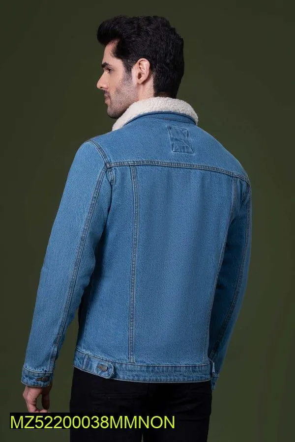 Men's stitched Denim Fur Jacket