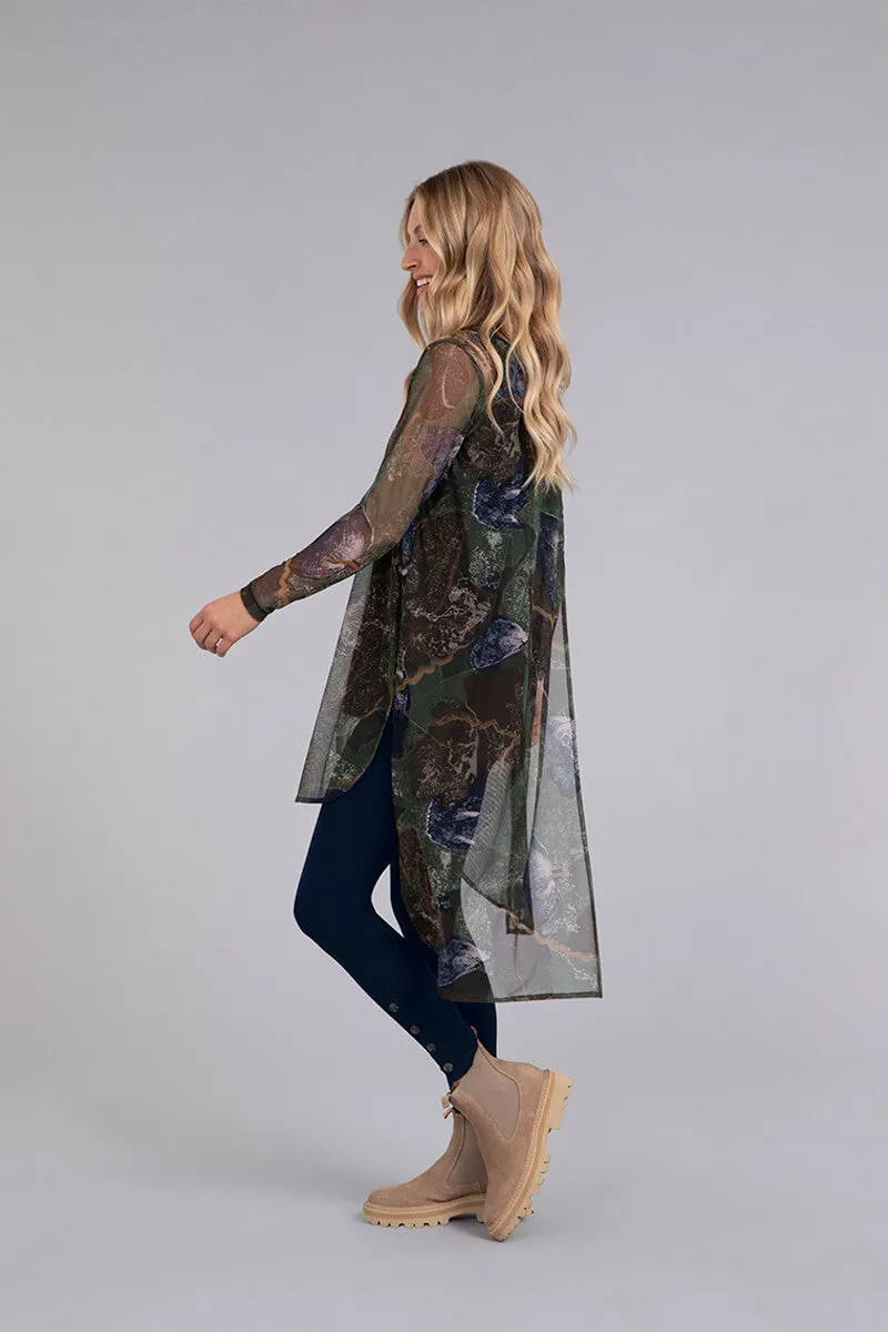 Mesh Step Hem Tunic | Abstract Floral