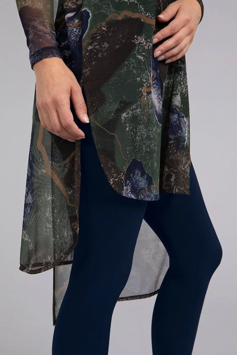 Mesh Step Hem Tunic | Abstract Floral