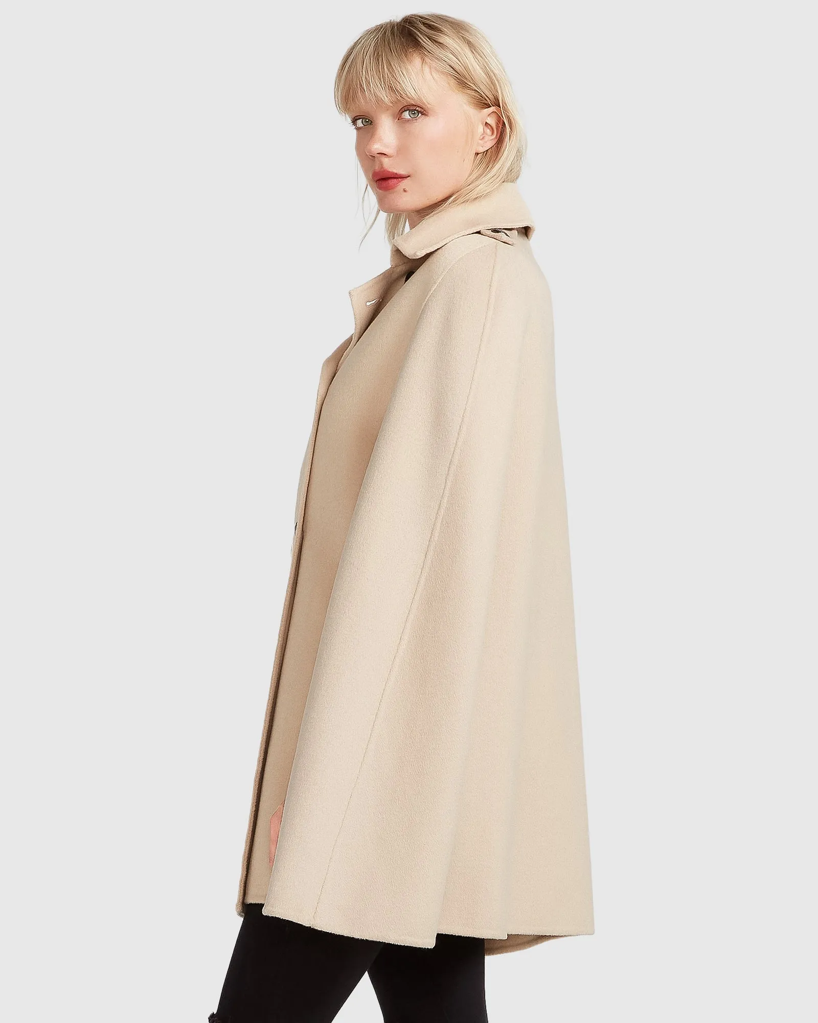 On My Mind Wool Blend Cape - Pale Oat