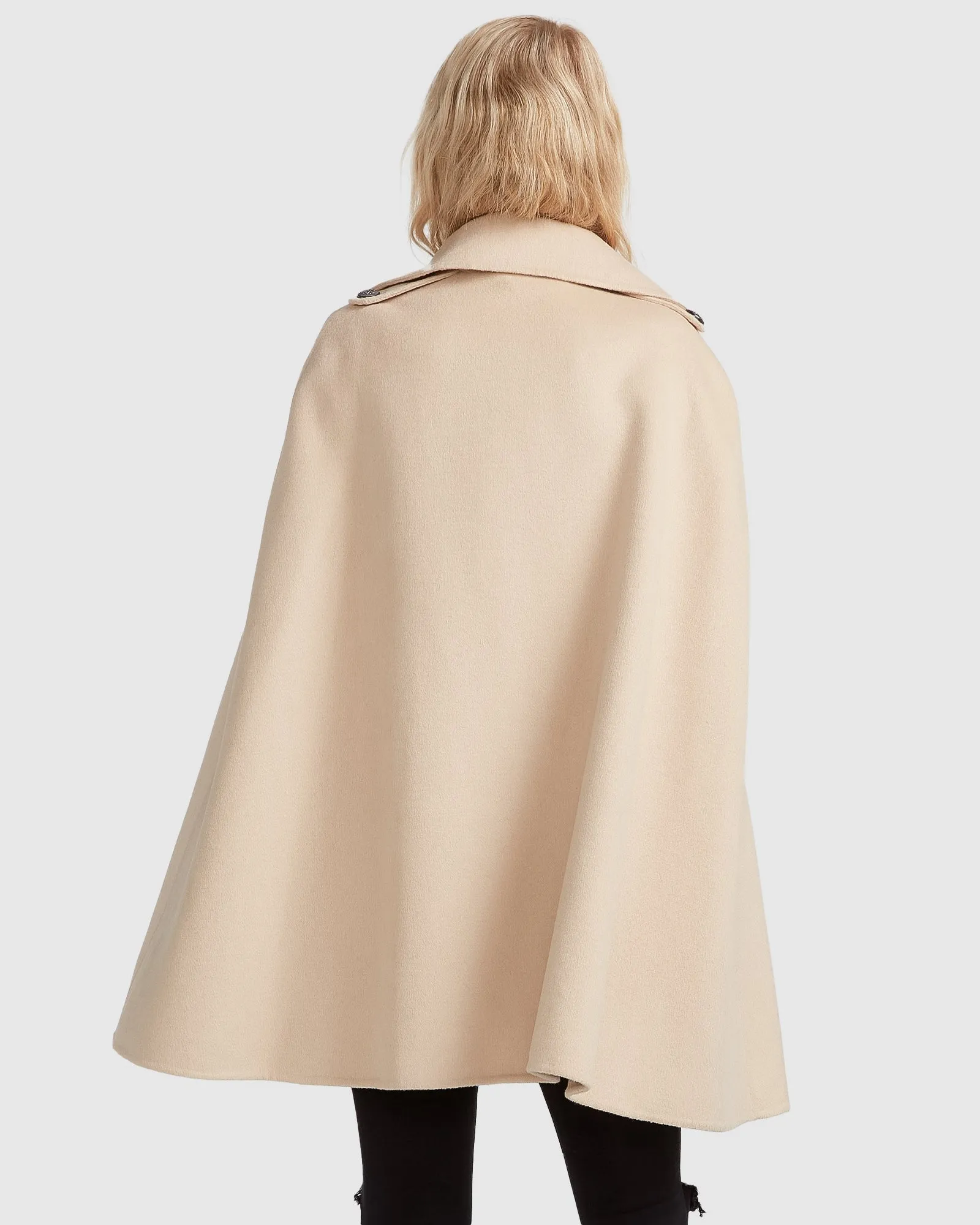 On My Mind Wool Blend Cape - Pale Oat