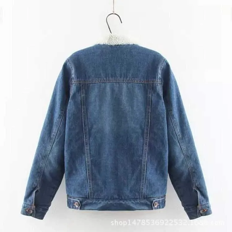 Oversized Fleece Fur Lined Denim Jacket with fur