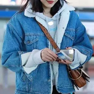 Oversized Fleece Fur Lined Denim Jacket with fur