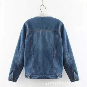 Oversized Fleece Fur Lined Denim Jacket with fur