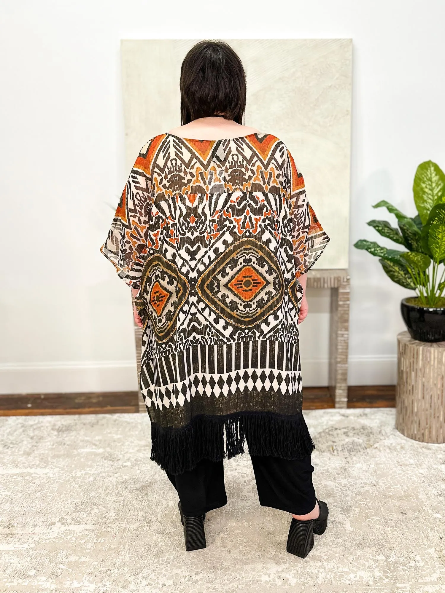 Oversized Fringe Tunic, Aztec Gold