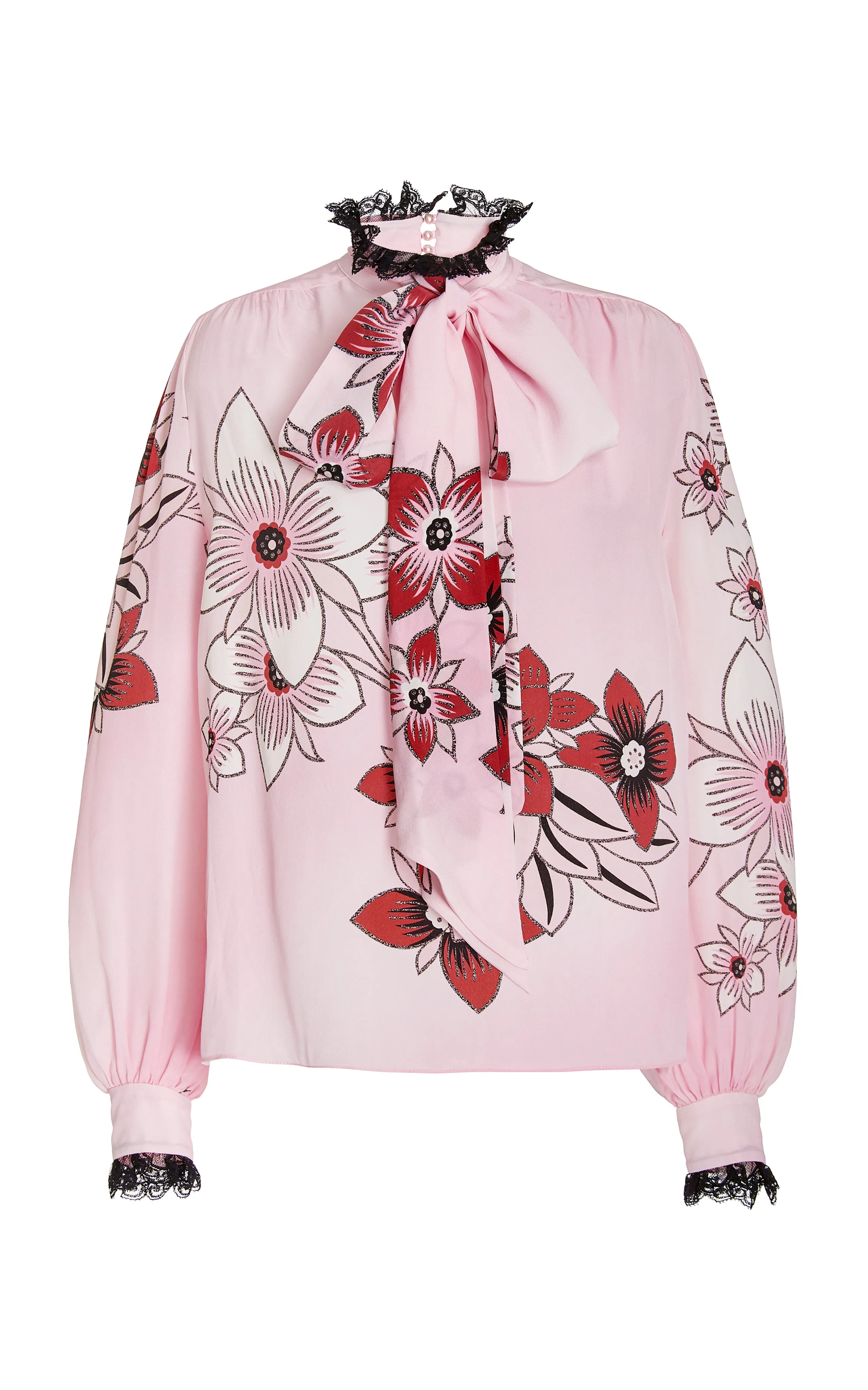 Pink And Burgundy Ombre Floral Silk Blouse