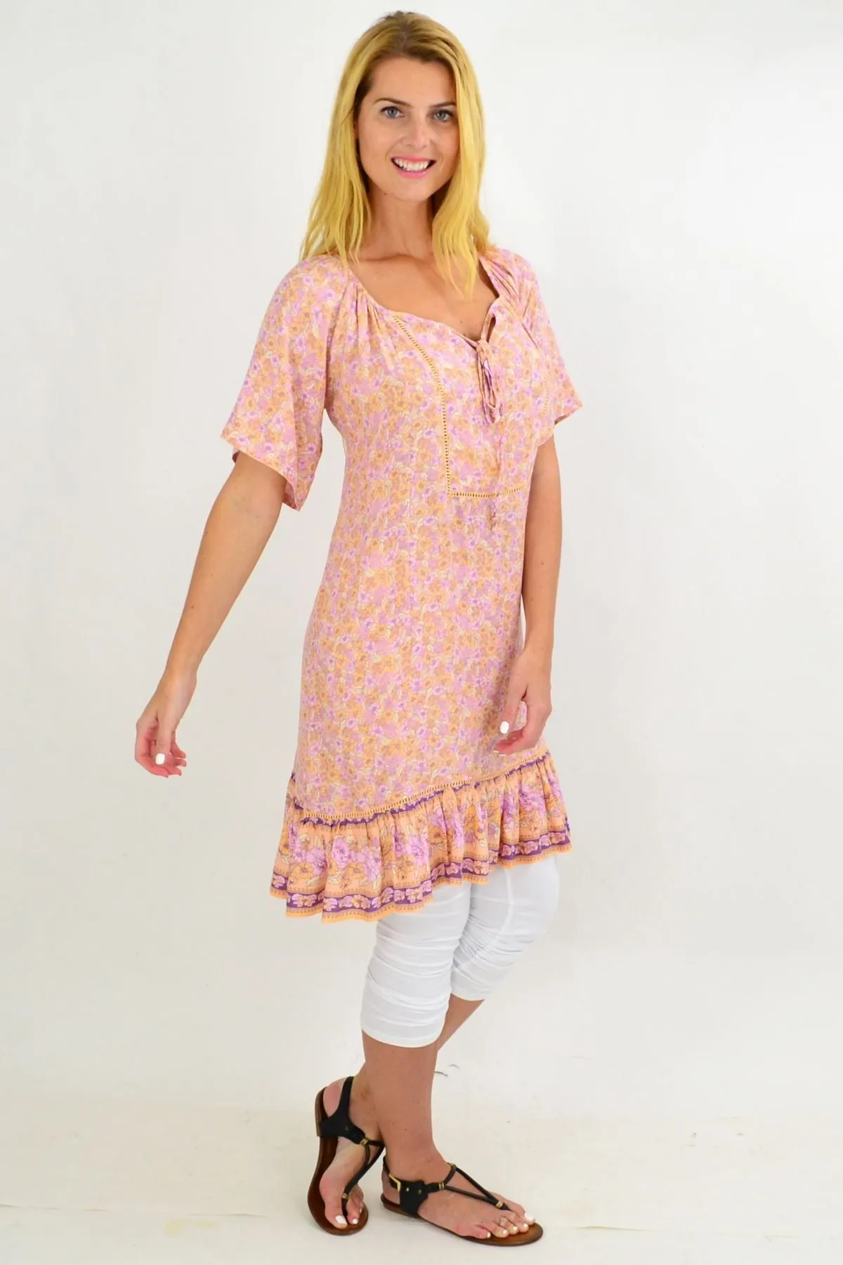 Pink Flowy Floral Tunic Top