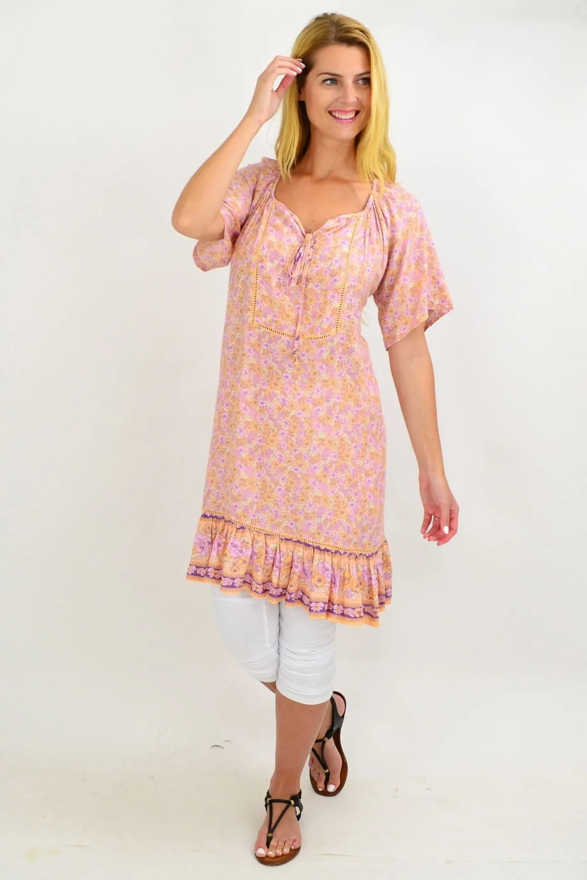 Pink Flowy Floral Tunic Top