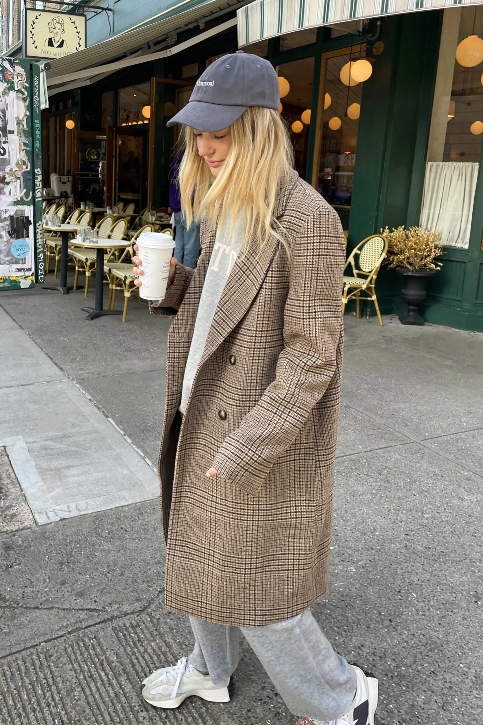 PLAID WOOL BLEND DOUBLE-BREASTED COAT