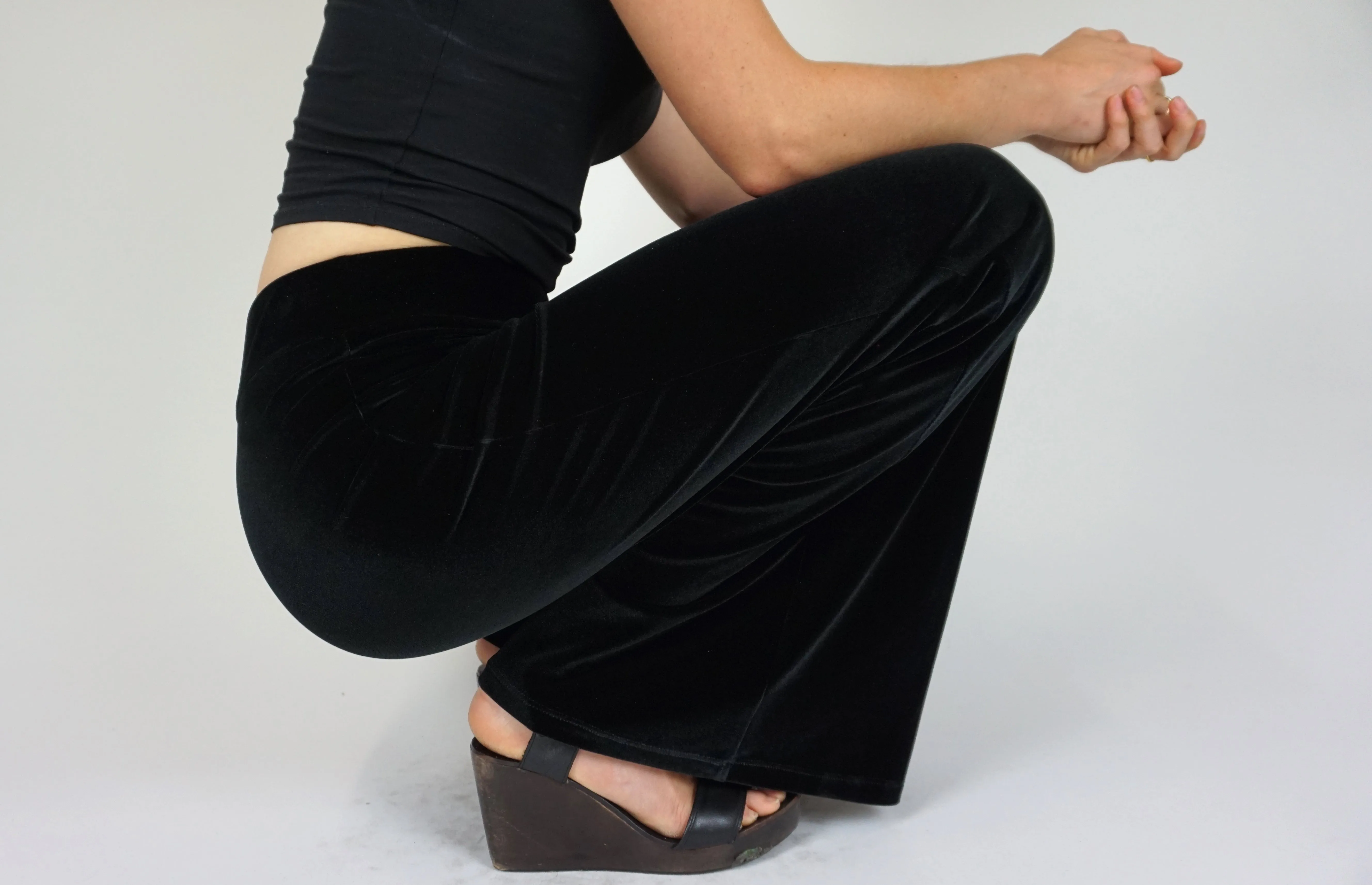 Plain Velvet Flares - Wide Leg Black