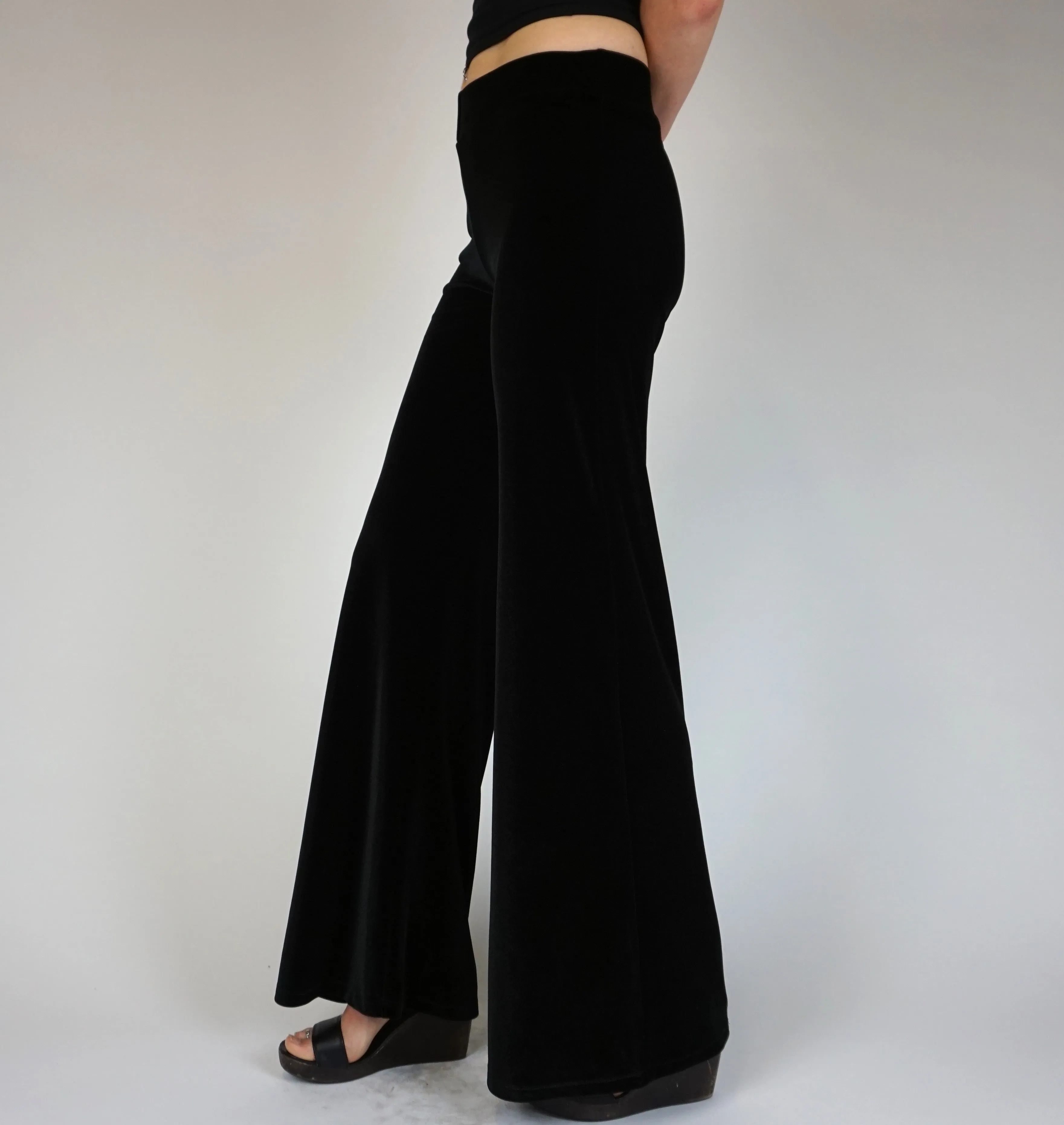 Plain Velvet Flares - Wide Leg Black