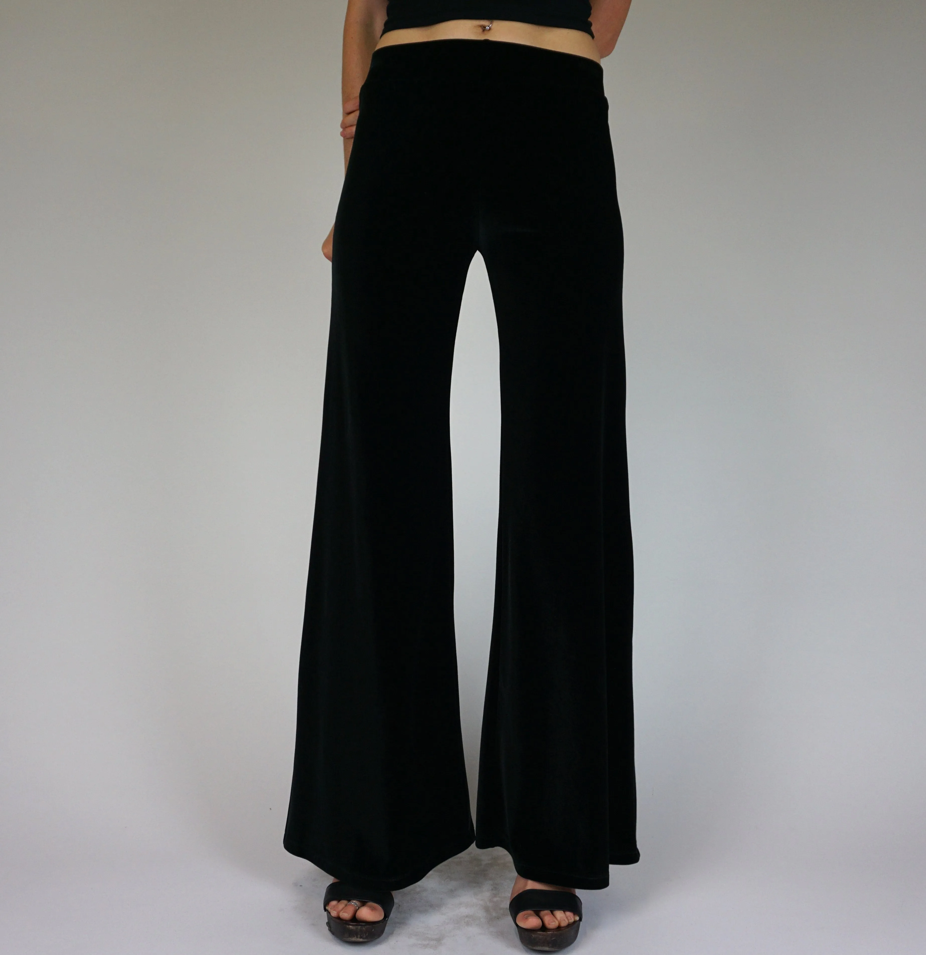 Plain Velvet Flares - Wide Leg Black