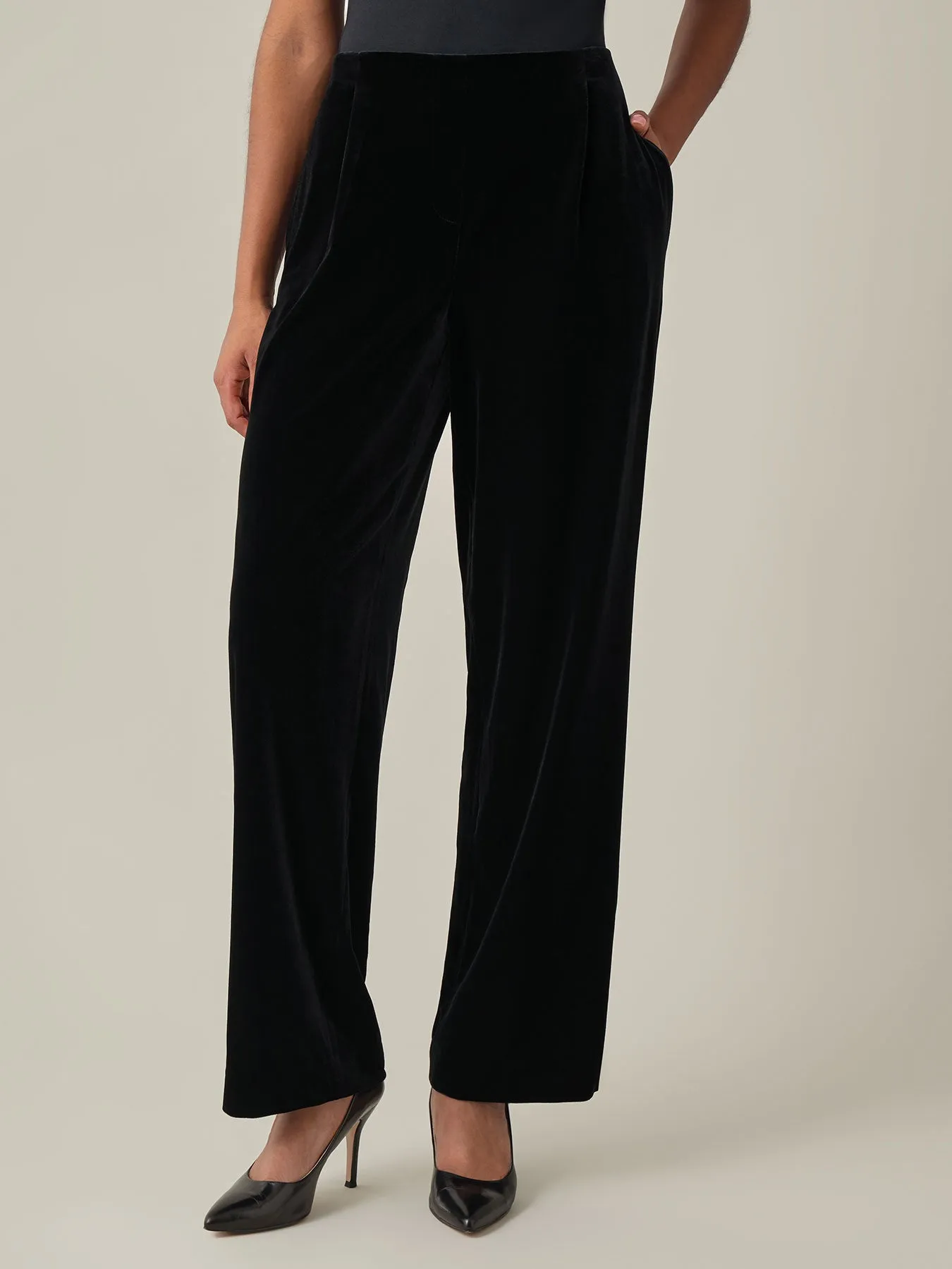 Plus Pull-On Wide Leg Pant, Velvet