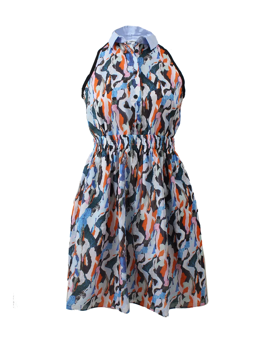 Printed Dress With Piping Detail