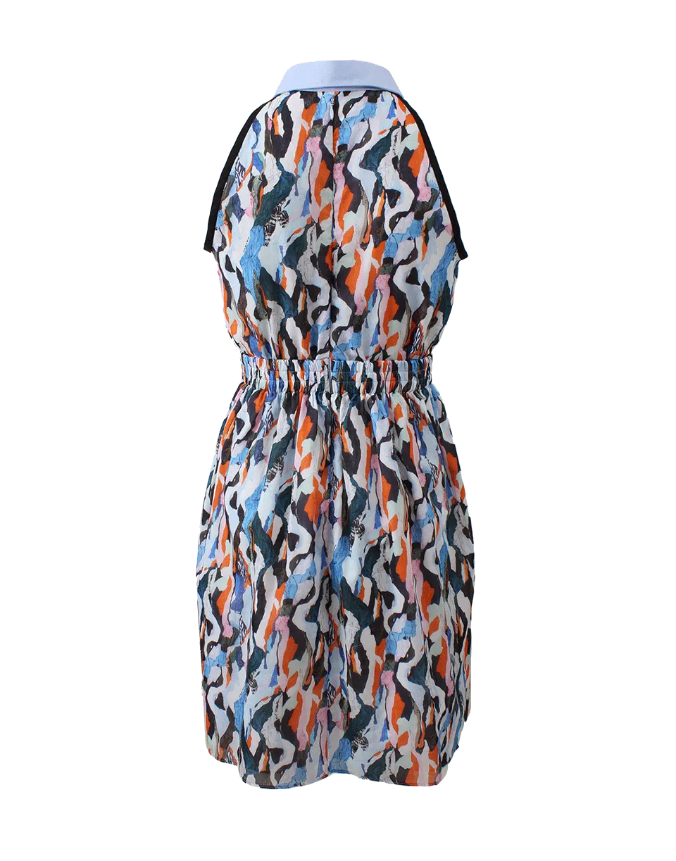 Printed Dress With Piping Detail