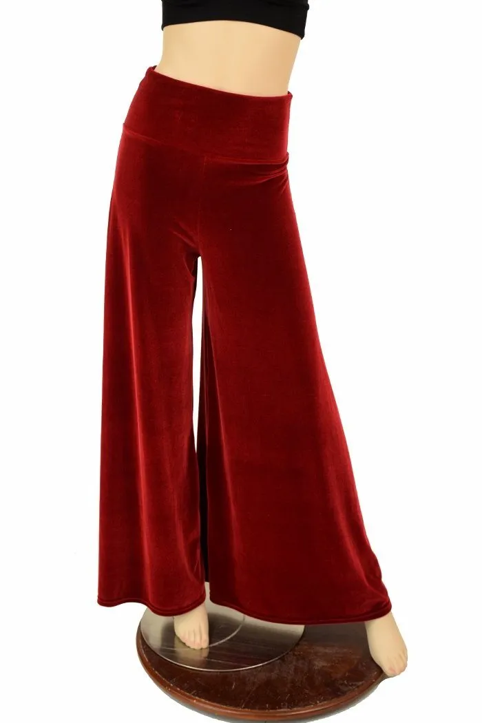 Red Velvet Wide Leg Pants