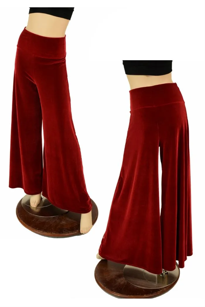 Red Velvet Wide Leg Pants